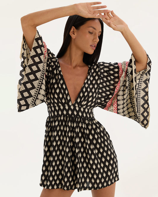 Midnight City Flare Sleeve Playsuit