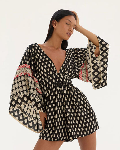 Midnight City Flare Sleeve Playsuit