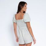 Jean Puff Sleeve Playsuit
